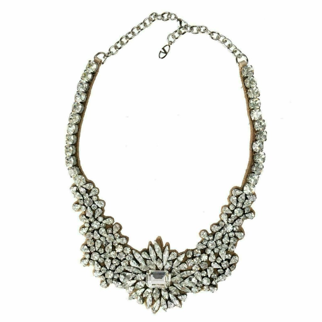 Valentino Garavani Womens Crystal Collar Necklace 550$
